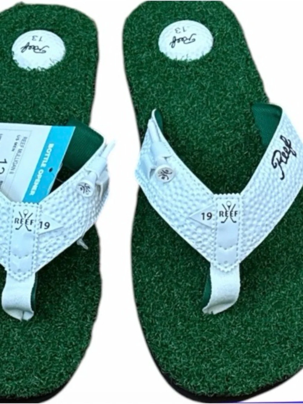 Reef Mens Size 13 Golf Flip Flops Mulligan II Turf Grass Tee Holder Rare HTF